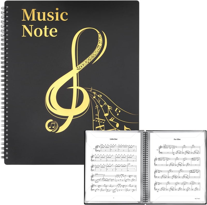 MUDOR Sheet Music Folder for Sheet Music Page 8.5X 11 Inches, Sheet Music Holder Allow Annotations, Eliminate Glare, 60 Pages Spiral Sheet Music Binder Organizer, Sheet Music Storage - Image 1